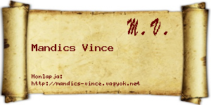 Mandics Vince névjegykártya
